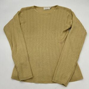 Belford Vintage 100% Silk mini cable knit yellow sweater Medium